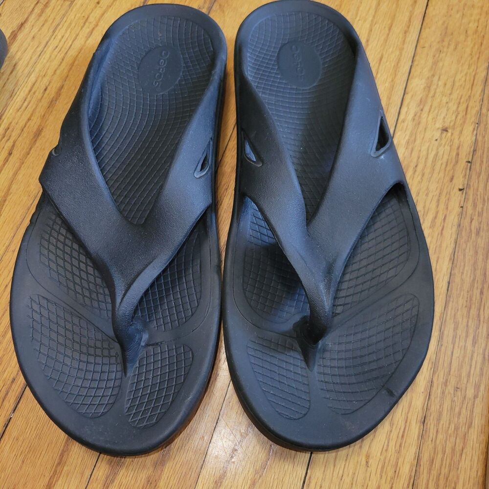 OOfos OOriginal Unisex Recovery Slides Flip-Flop Sandals Mens Size 12 W 14 Black